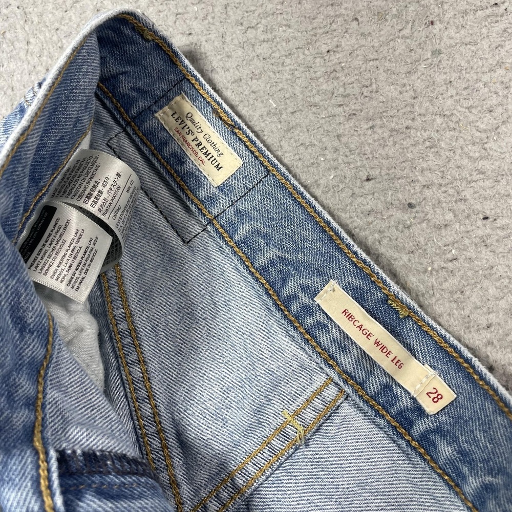 Levis Ribcage Wide Leg Jeans Womens 28 Blue Light Wash High Rise Denim Relaxed - Picture 6 of 10